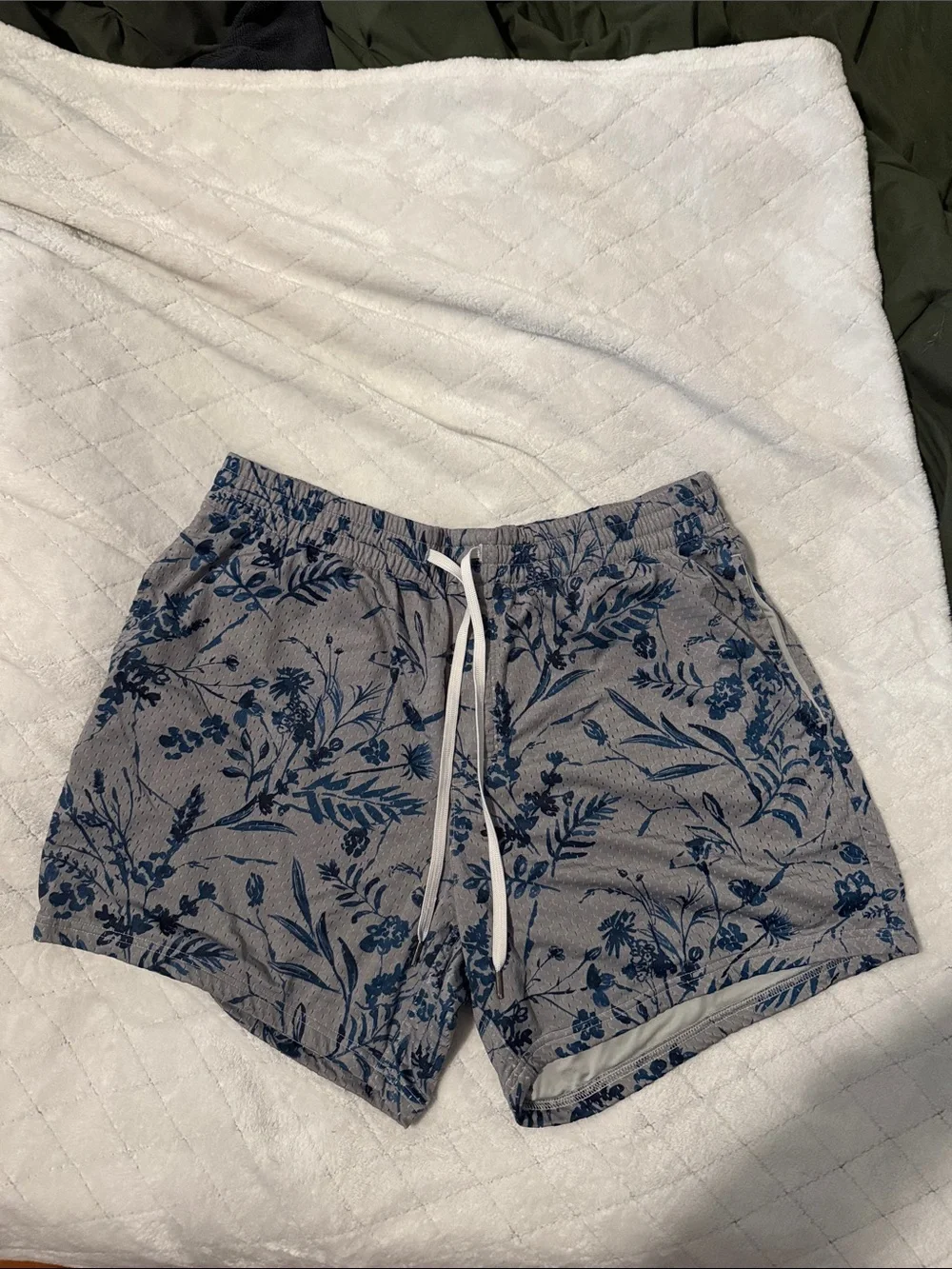 American Eagle Outfitters Gray Shorts with Blue Floral Print
